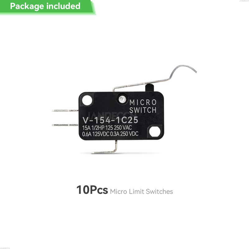 JANDECCN 10 قطع مفتاح حد مفصلي ذراع مرن، SPDT 1NO 1NC مفتاح ميكرو سريع العمل V-154-1C25 - Image 5